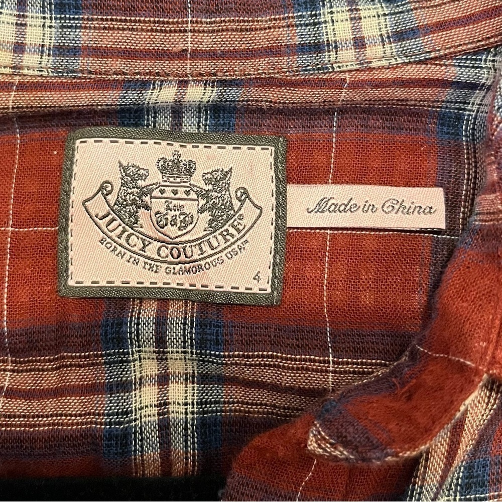 Juicy Couture Red Plaid Button-Up Shirt Dress size 4 - Picture 8 of 15